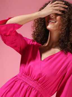 PINACOLADA - Pink Women Stylish Solid Casual Dresses