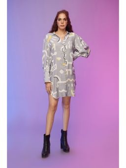 Label SOUS - Grey Contemporary Cool Shirt Dress