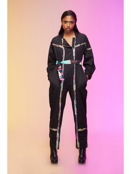 Label SOUS - Black City Art Jumpsuit With Belt (Set of 2)