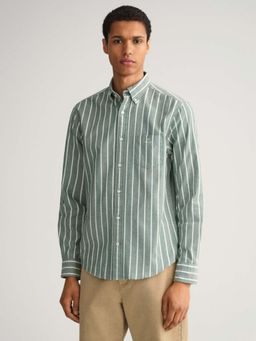 GANT - Men Green Striped Regular Fit Shirt
