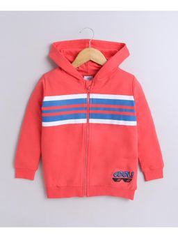 Bumzee - Coral Boys Full Sleeves Cotton Zipper Hoodie