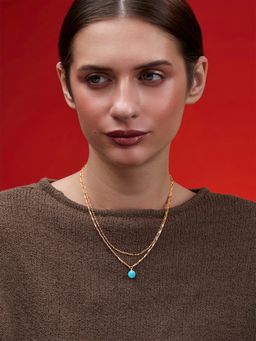 MINUTIAE - Womens Gold-Plated Stones-Studded Pendant Necklace with Chain