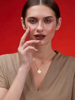 MINUTIAE - Womens Gold-Plated Stones-Studded Pendant Necklace with Chain