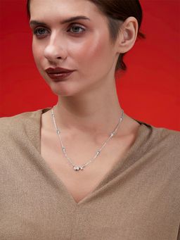 MINUTIAE - Womens Silver-Plated Stones-Studded Pendant Necklace with Chain