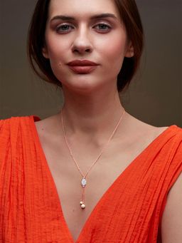 MINUTIAE - Womens Rose Gold-Plated Stones-Studded Pendant Necklace with Chain