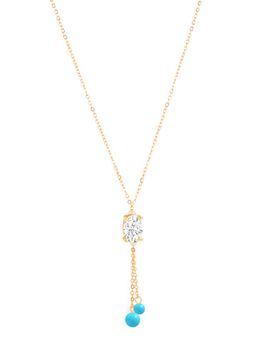 MINUTIAE - Womens Gold-Plated Stones-Studded Pendant Necklace with Chain
