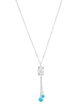 MINUTIAE - Womens Silver-Plated Stones-Studded Pendant Necklace with Chain