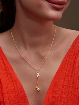 MINUTIAE - Womens Gold-Plated Stones-Studded Pendant Necklace with Chain