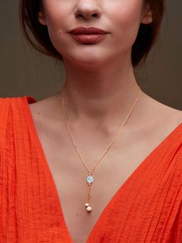 MINUTIAE - Womens Gold-Plated Stones-Studded Pendant Necklace with Chain