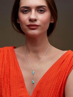 MINUTIAE - Womens Silver-Plated Stones-Studded Pendant Necklace with Chain