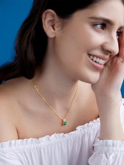 MINUTIAE - Womens Gold-Plated Stones-Studded Pendant Necklace with Chain