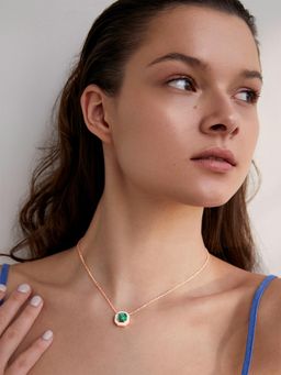 MINUTIAE - Womens Rose Gold-Plated Stones-Studded Pendant Necklace with Chain