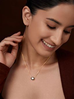 MINUTIAE - Womens Gold-Plated Stones-Studded Pendant Necklace with Chain