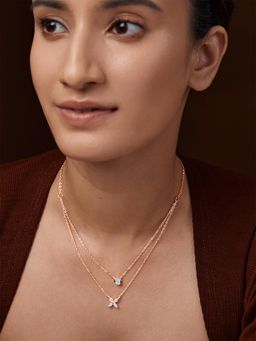 MINUTIAE - Womens Rose Gold-Plated Stones-Studded Pendant Necklace with Chain