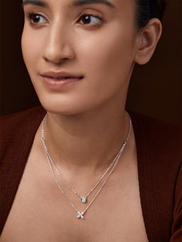 MINUTIAE - Womens Silver-Plated Stones-Studded Pendant Necklace with Chain