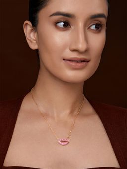 MINUTIAE - Womens Gold-Plated Stones-Studded Pendant Necklace with Chain