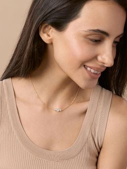 MINUTIAE - Womens Gold-Plated Stones-Studded Pendant Necklace with Chain