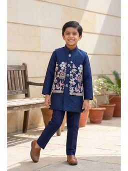 Lagorii - Designer Navy Blue Kurta Pyjama and Jacket