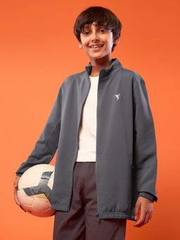 Technosport - Boys Grey Solid Slim Fit Jacket