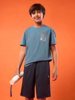 Technosport - Boys Blue Printed Round Neck Sports T-Shirt