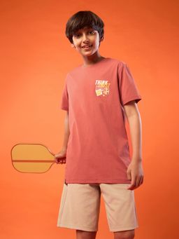 Technosport - Boys Red Printed Round Neck Sports T-Shirt