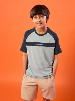 Technosport - Boys Grey Colorblock Round Neck Sports T-Shirt