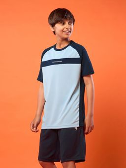 Technosport - Boys Blue Colorblock Round Neck Sports T-Shirt
