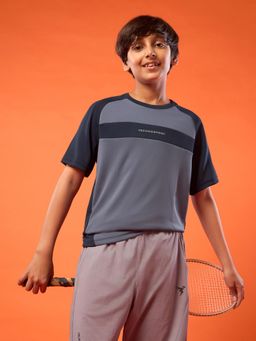 Technosport - Boys Indigo Colorblock Round Neck Sports T-Shirt