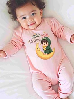 KNITROOT - Cotton Knit Eid Theme Allah'S Little Blessing Text Printed Romper - Pink