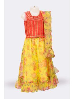 TWISHA - Round Neck Sleeveless Top Lehenga and Dupatta