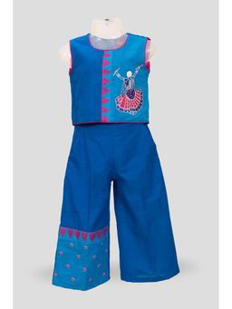 TWISHA - Round Neck Sleeveless Top with Palazzo-Blue