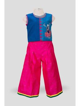 TWISHA - Round Neck Sleeveless Top with Palazzo-Blue