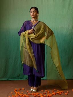 Chokhi Chorri - Blue Kurta With Pant And Slip And Dupatta (Set of 4)