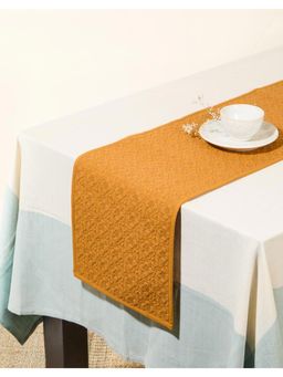Fabindia - Mustard Cotton Phulwari Embroidered Runner - Small