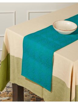 Fabindia - Teal Cotton Embroidered Runner Naquash - Small