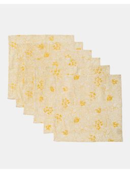 Fabindia - Yellow Cotton Printed Kusum Napkin (Pack of 6)