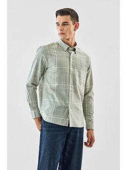 Snitch - Sage Green Checks Full Sleeves Regular Casual Shirt