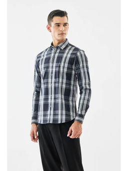 Snitch - Black Plaid Full Sleeves Slim Casual Shirt