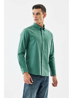 Snitch - Green Stripes Full Sleeves Regular Casual Shirt