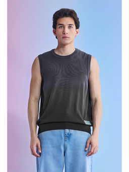 Snitch - Utopia Relaxed Fit Ombre-Dyed Flat Knit Grey Sweater