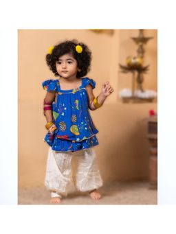 Tura Turi - Viscose Silk Girls Kurti - Pleated Dhoti Pant Phooljhari (Set of 2)