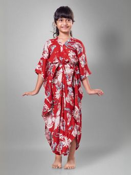 Tura Turi - Funky Monkey Red Kaftan Dress Long
