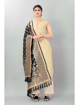 Silk Land - Women Black & Gold Coloured Striped Dupatta