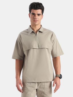 Jockey - MZ32 Men Microfiber Fabric Overzied Graphic Printed Polo T-Shirt-Dried Sage