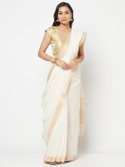 Fabindia - Cotton Mangalgiri Broad Border Saree Without Blouse
