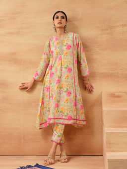 ISHIN - Women Multi Cotton Cambric Kurta with Pant