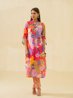 Suha - Multicolor Floral Printed Straight Kurta with Pant