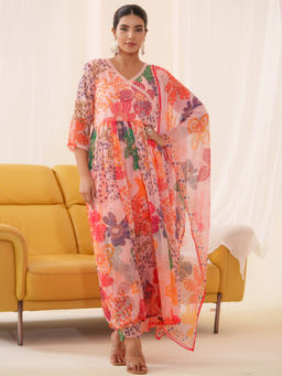 Suha - Women Multi-Color Embroidered Kurta with Pant & Dupatta