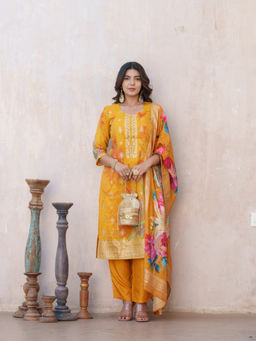 Suha - Shimaar Shenton Fabric Yellow Colour Kurta With Pant & Dupatta