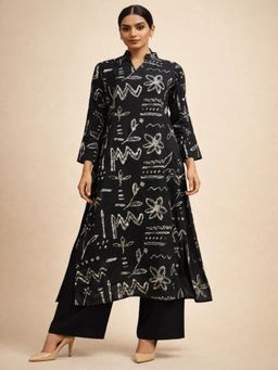 Diiwataa - Black Midnight Muse Pure Cotton Kurta